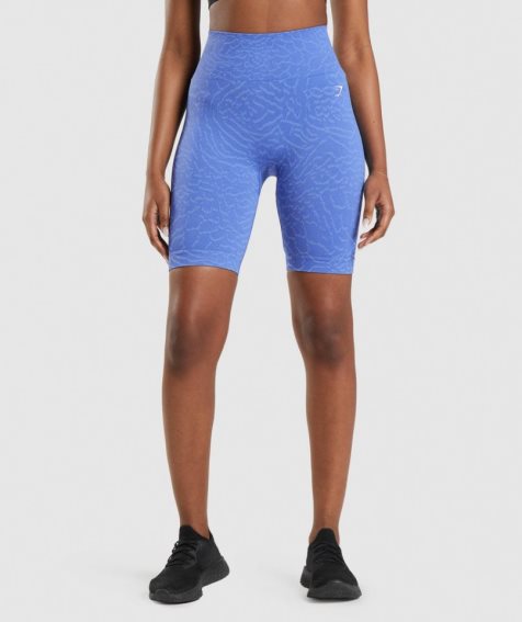 Women's Gymshark Adapt Animal Seamless Cycling Shorts Blue | CA 153D07